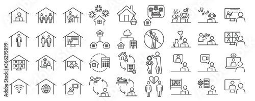 Set of business icons related to work from home