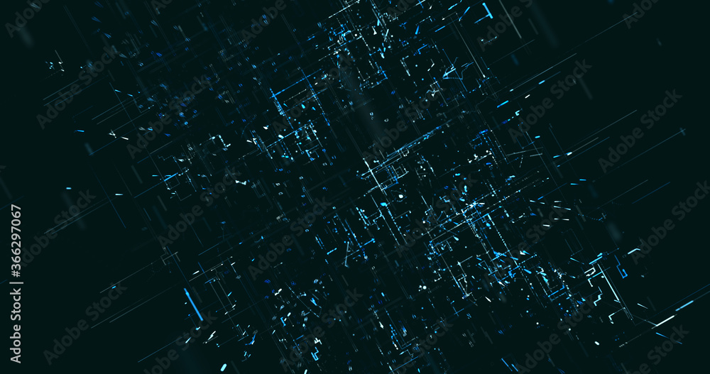 Abstract digital network data background, 3D rendering