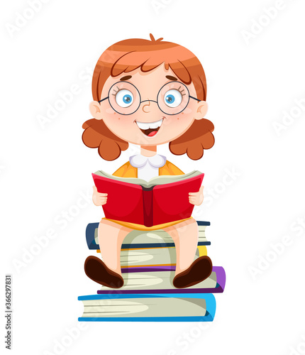 Back to school. Cute schoolgirl