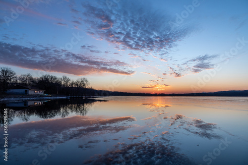 sunset over the lake