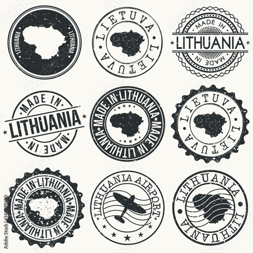 Lithuania Travel Stamp Made In Product Stamp Logo Icon Symbol Design Insignia.