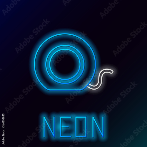 Glowing neon line Dental floss icon isolated on black background. Colorful outline concept. Vector.