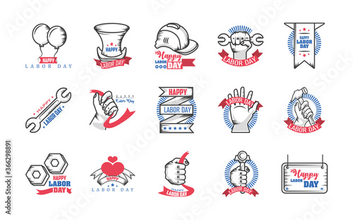 set of icons of the labor day