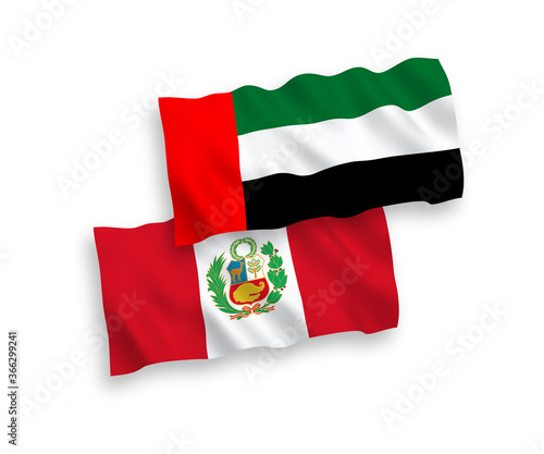 Flags of Peru and United Arab Emirates on a white background
