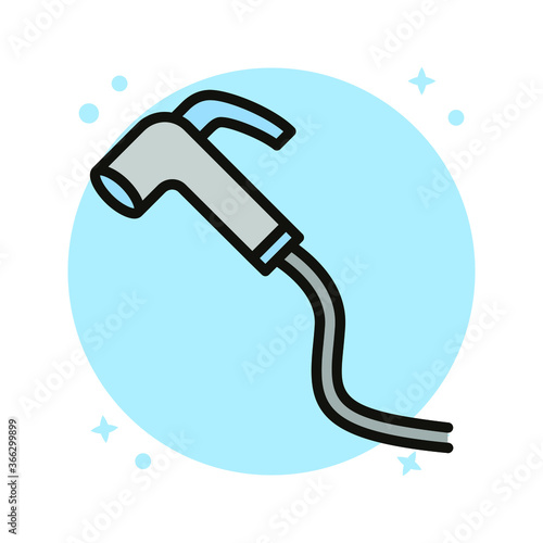 Splash Water Shower Bathroom Icon Design. Bath Water Sprayer Vector Illustratio