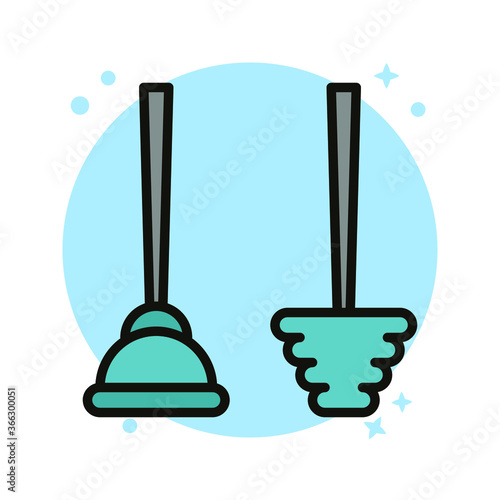 Toilet Pump Icon Design. Bathroom Plunger Clean Vector Illustration