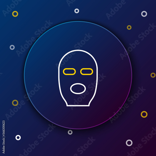 Line Thief mask icon isolated on blue background. Bandit mask, criminal man. Colorful outline concept. Vector.