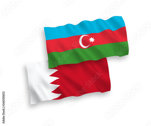 Flags of Azerbaijan and Bahrain on a white background