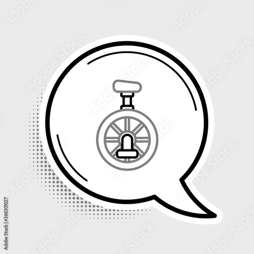 Line Unicycle or one wheel bicycle icon isolated on grey background. Monowheel bicycle. Colorful outline concept. Vector.