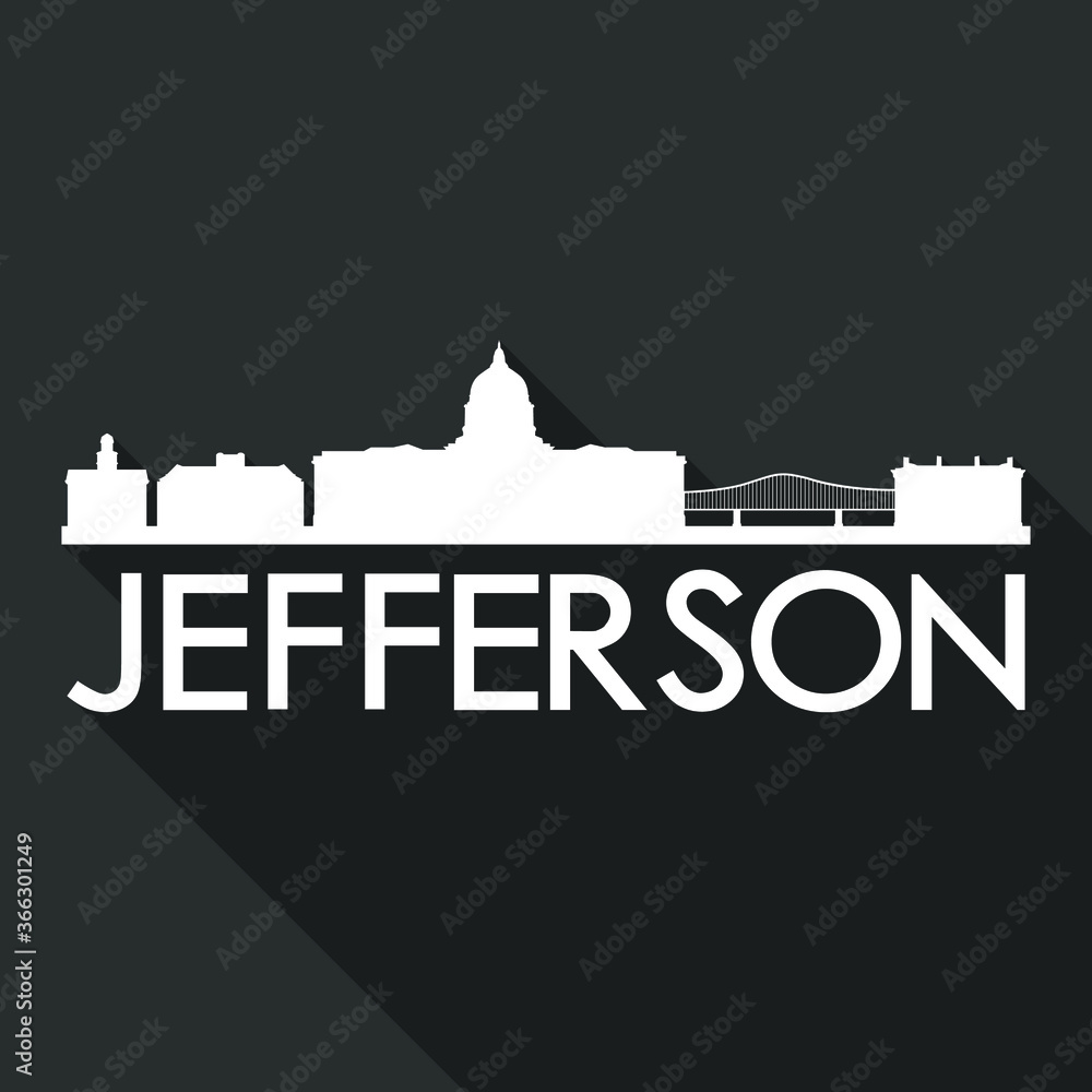 Jefferson Flat Icon Skyline Silhouette Design City Vector Art Famous Buildings.