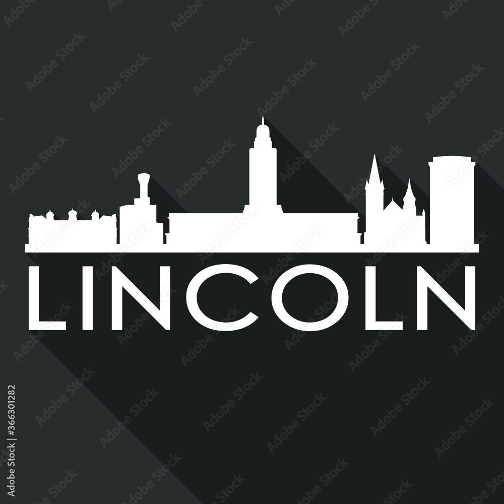Lincoln Flat Icon Skyline Silhouette Design City Vector Art Famous Buildings.