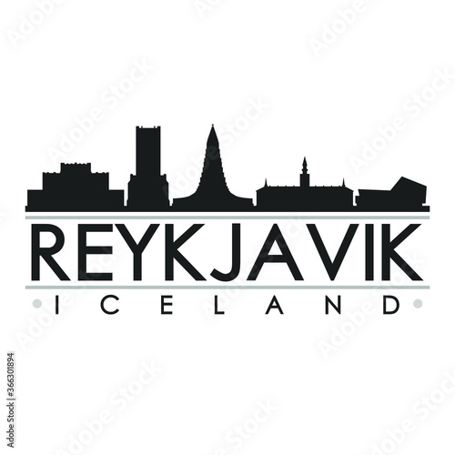 Reykjavik Skyline Silhouette Design City Vector Art Famous Buildings