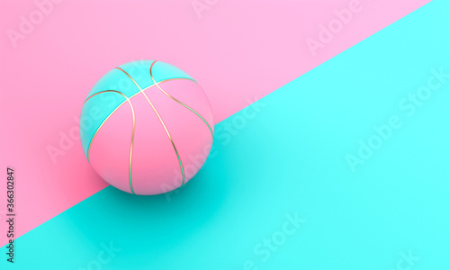 blue and pink basketball ball with gold inserts