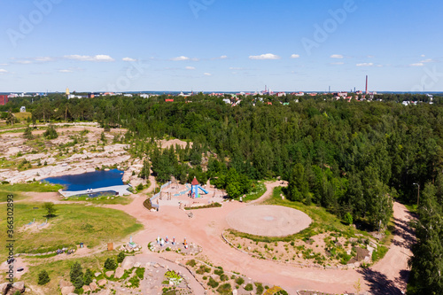 Aerial summer view of Katariina Seaside Park, Kotka, Finland photo