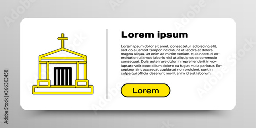Line Old crypt icon isolated on white background. Cemetery symbol. Ossuary or crypt for burial of deceased. Colorful outline concept. Vector.
