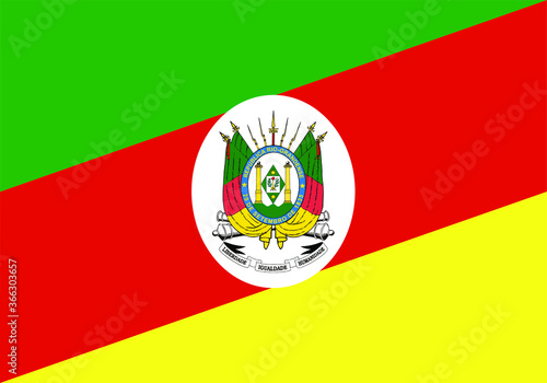 Rio Grande Do Sul Brazil state flag isolated on white background. Original colors and proportion. Vector eps10