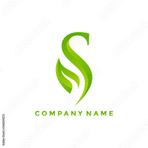 Monogram logo letter S leaf