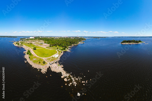 Aerial summer view of Katariina Seaside Park, Kotka, Finland photo