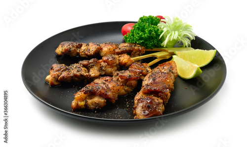 Yakitori Grilled Chicken with Black Peppers Skewers Japanese Food fusion style