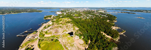 Aerial panoramic view of island Kotkansaari in Kotka, Finland photo