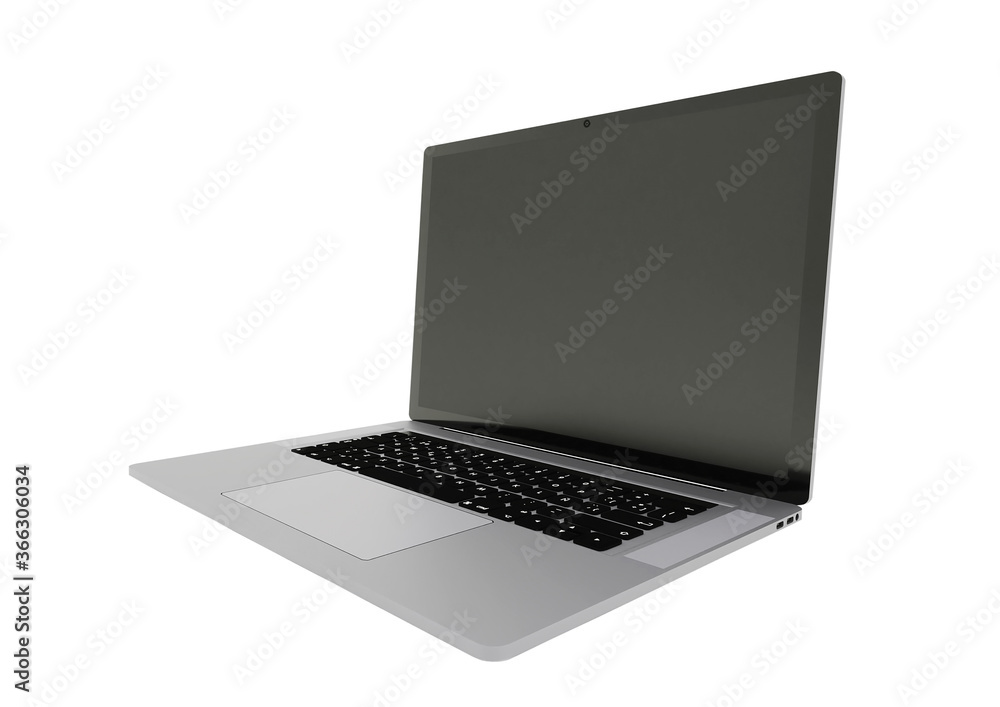 Side view of Open laptop computer. Laptop isolated on a white background. Side view of Open laptop computer. Laptop isolated on a white background.