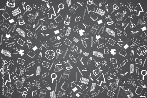 Back to school doodles - illustration background banner - pupils and studient education theme