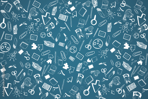 Back to school doodles - illustration background banner - pupils and studient education theme