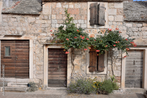TRADITIONAL ARCHITECTURE IN KOMIZA TOWN ON THE ISLAND OF VIS IN CROATIA. 