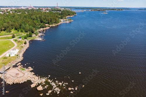 Aerial summer view of Katariina Seaside Park, Kotka, Finland photo