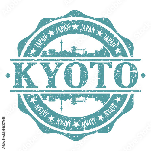 Kyoto Stamp Post Skyline Silhouette City Vector Design Art Badge.