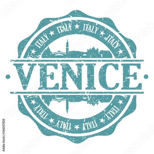 Venice Stamp Post Skyline Silhouette City Vector Design Art Badge.