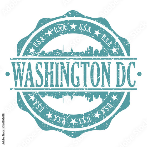 Washington DC Stamp Post Skyline Silhouette City Vector Design Art.