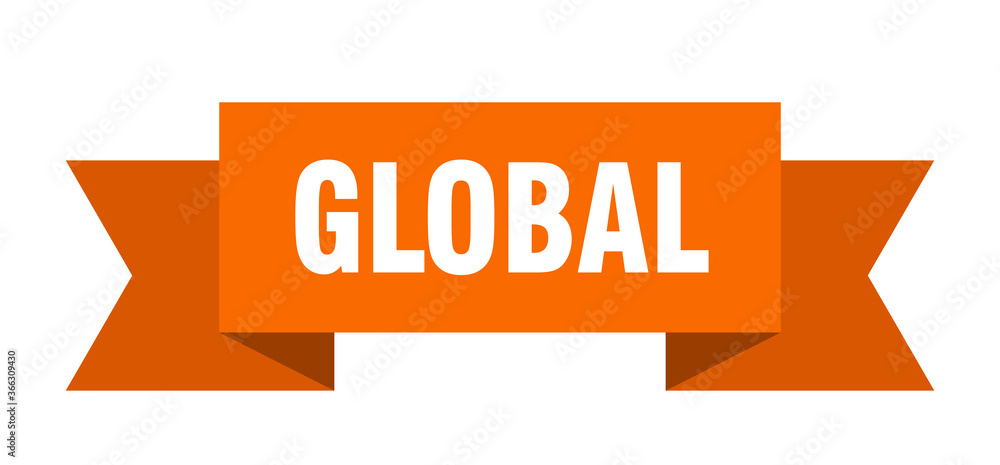 global ribbon. global paper band banner sign global ribbon. global paper band banner sign