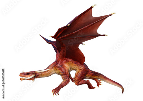 3D Rendering Fairy Tale Dragon on White