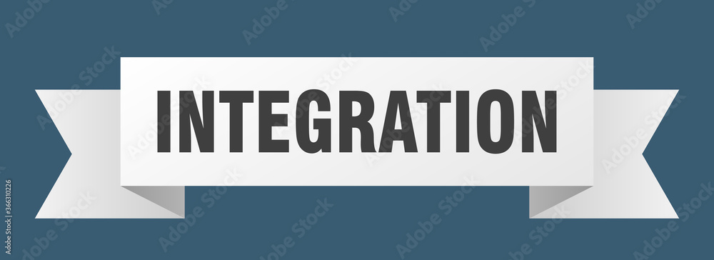 integration ribbon. integration paper band banner sign