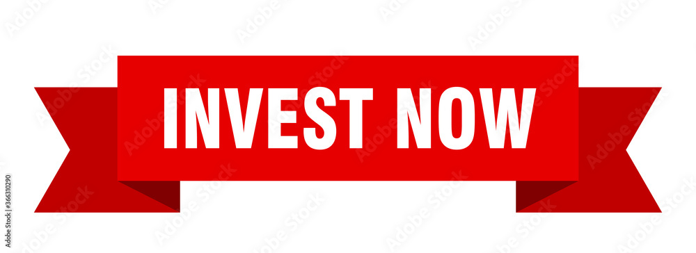 invest now ribbon. invest now paper band banner sign invest now ribbon. invest now paper band banner sign