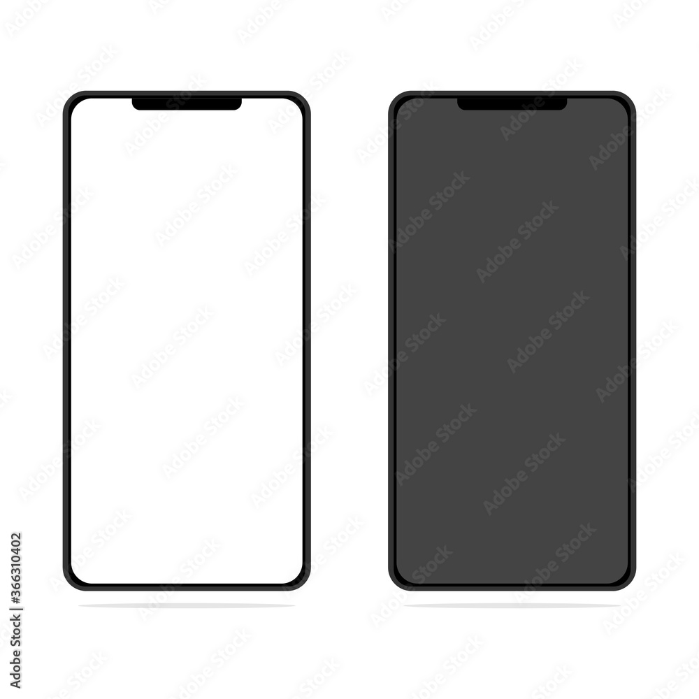 Smartphone with white and black empty touch screen vector illustration Smartphone with white and black empty touch screen vector illustration