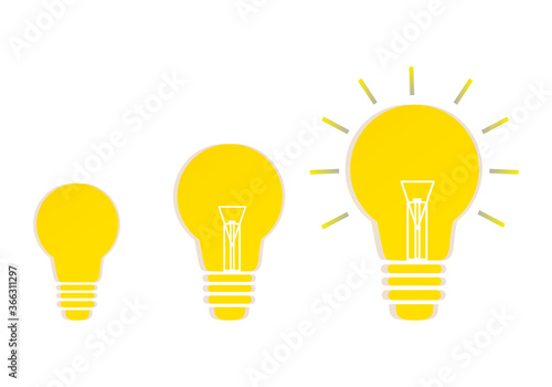 Light bulb 3 levels on blue Background. New Mindset New Results. Creative brainstorm concept, business and education idea. 