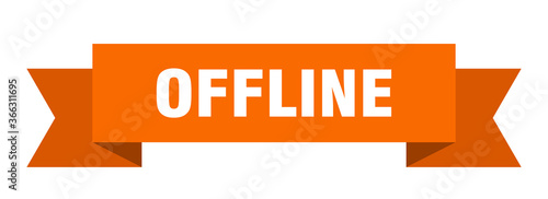 offline ribbon. offline paper band banner sign