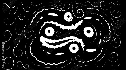Broken Patterned curves in ethnic style on a black background