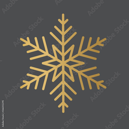 golden snowflake icon- vector illustration