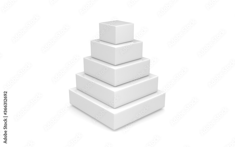 3D Pyramid of boxes on white background 3D Pyramid of boxes on white background