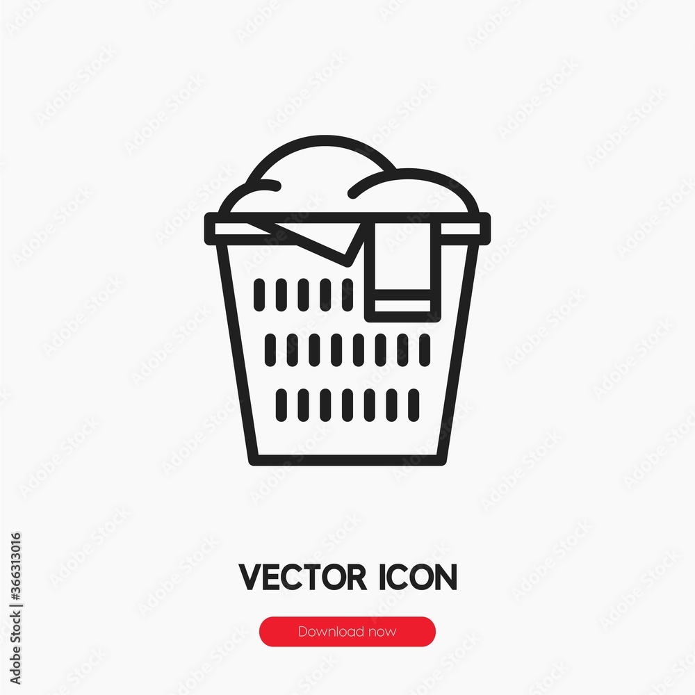 laundry basket icon vector. Linear style sign for mobile concept and