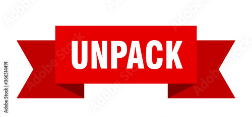 unpack ribbon. unpack paper band banner sign