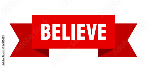 believe ribbon. believe paper band banner sign