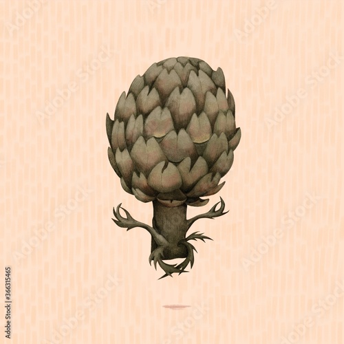 Illustration of artichoke doing yoga photo