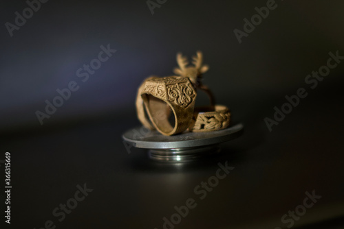 Metal 3D printed rings on plate