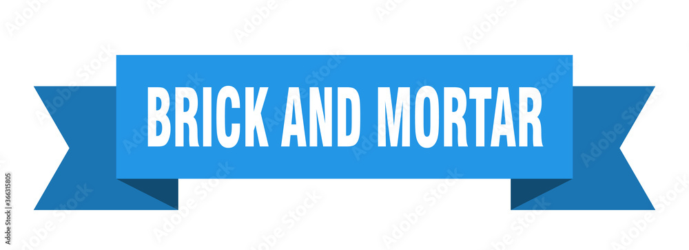 brick and mortar ribbon. brick and mortar paper band banner sign brick and mortar ribbon. brick and mortar paper band banner sign