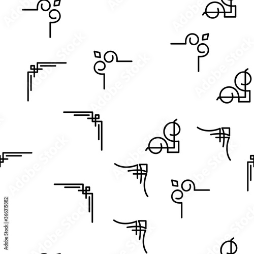 Corner Border Vector Seamless Pattern Thin Line Illustration