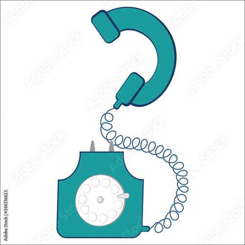 Rare disk phone on a white background. Vector image, square. Isolate.